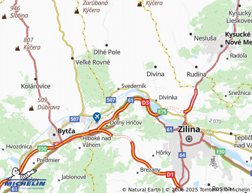 MICHELIN Horný Hričov map - ViaMichelin