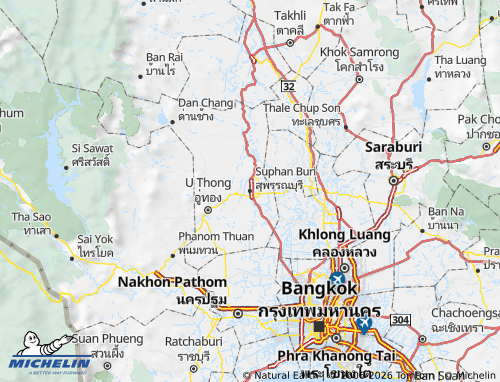 MICHELIN Suphan Buri Province map - ViaMichelin