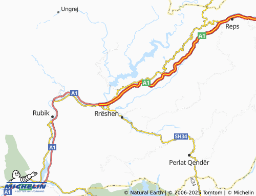 MICHELIN Ndërfushas map - ViaMichelin