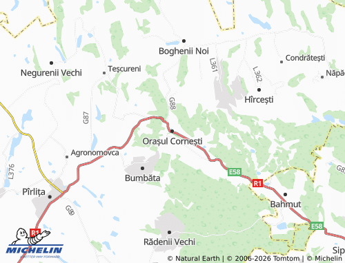 Mapa MICHELIN Orașul Cornești - ViaMichelin
