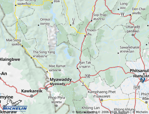 MICHELIN Amphoe Sam Ngao map - ViaMichelin
