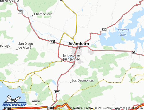 Mappa MICHELIN Valle de Acámbaro - ViaMichelin