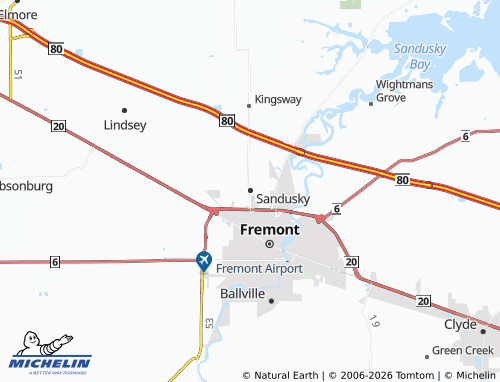 Carte MICHELIN Sandusky - ViaMichelin