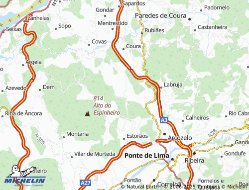 Mapa MICHELIN Cabração e Moreira do Lima - ViaMichelin