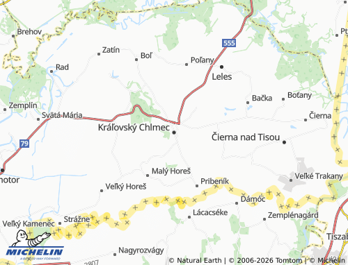 MICHELIN-Landkarte Kráľovský Chlmec - ViaMichelin