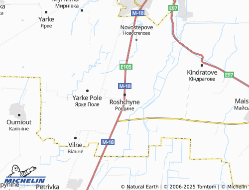 MICHELIN-Landkarte Roshchyne - ViaMichelin