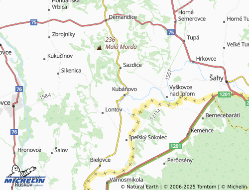 MICHELIN-Landkarte Kubáňovo - ViaMichelin
