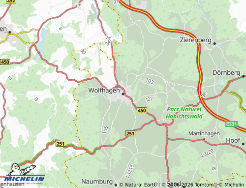 MICHELIN-Landkarte Wolfhagen - ViaMichelin