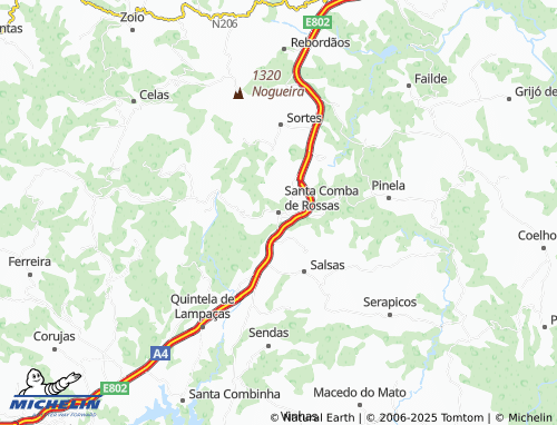 MICHELIN Santa Comba de Rossas map - ViaMichelin