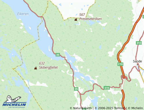 MICHELIN Bergsvannet map - ViaMichelin