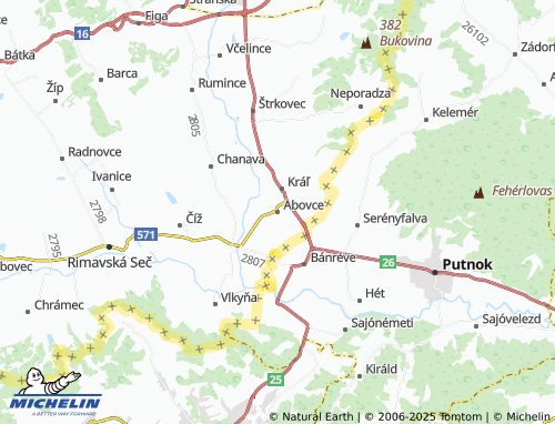 MICHELIN Abovce map - ViaMichelin