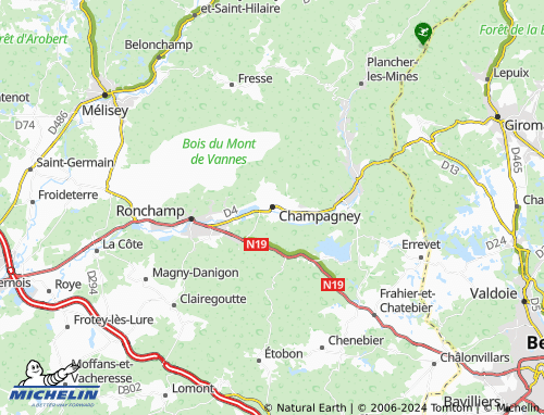 carte-michelin-champagney-viamichelin