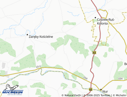 MICHELIN Zakrzewo-Zalesie map - ViaMichelin
