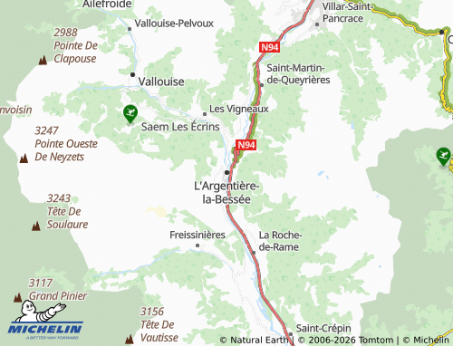 MICHELIN L'Argentière-la-Bessée map - ViaMichelin
