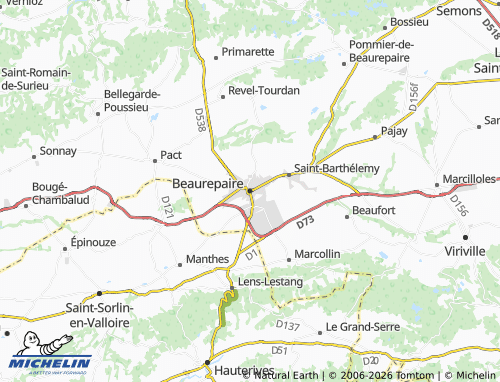 MICHELIN-Landkarte Beaurepaire - ViaMichelin
