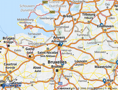 Kaart MICHELIN Antwerpen - ViaMichelin