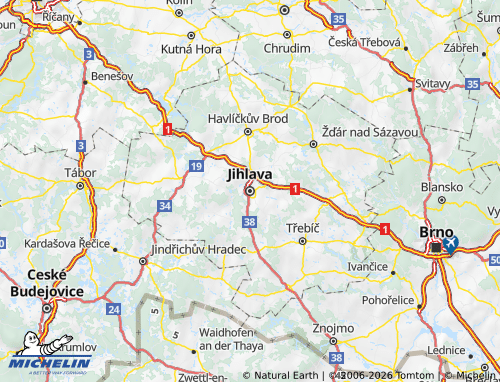Mapa MICHELIN Vysočina - ViaMichelin
