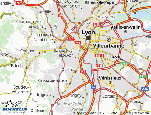 MICHELIN-Landkarte Sainte-Foy-lès-Lyon - ViaMichelin