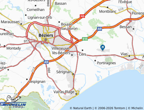 Mapa MICHELIN Villeneuve-lès-Béziers - ViaMichelin