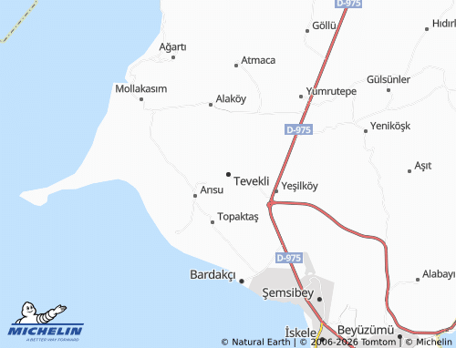 Mapa MICHELIN Tevekli - ViaMichelin