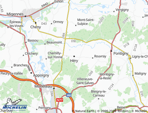 MICHELIN Héry map - ViaMichelin