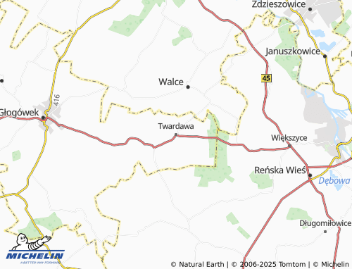 Carte MICHELIN Twardawa - ViaMichelin