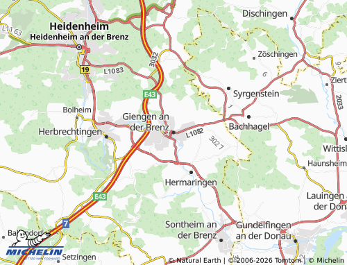 MICHELIN-Landkarte Giengen an der Brenz - ViaMichelin