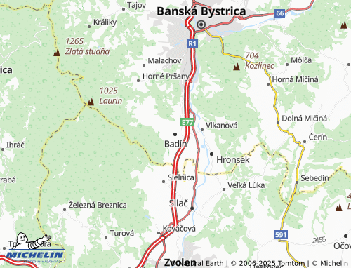 MICHELIN-Landkarte Badín - ViaMichelin