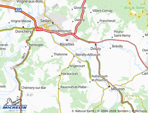 MICHELIN Remilly-Aillicourt map - ViaMichelin