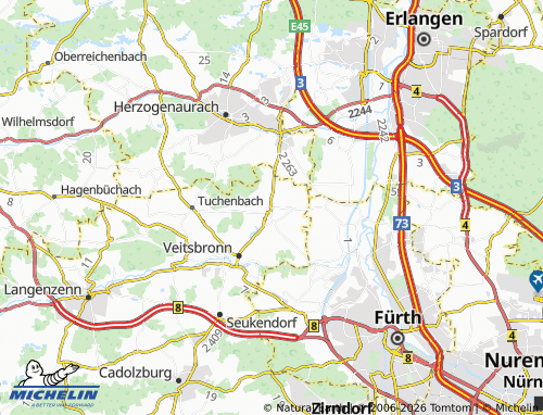 MICHELIN Obermichelbach map - ViaMichelin