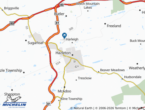 Mappa MICHELIN Hazleton - ViaMichelin