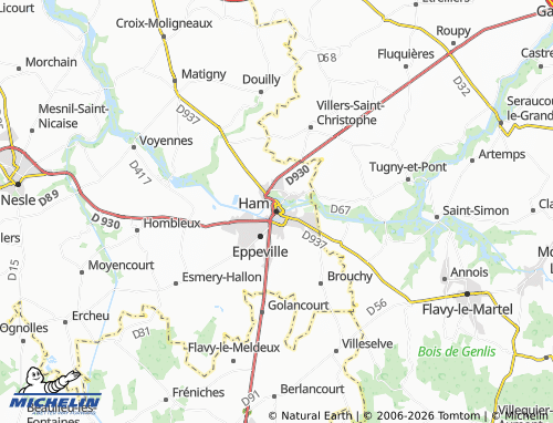 MICHELIN Ham map - ViaMichelin