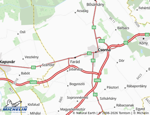 MICHELIN Farád map - ViaMichelin