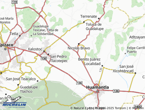 MICHELIN El Carmen Xalpatlahuaya map - ViaMichelin