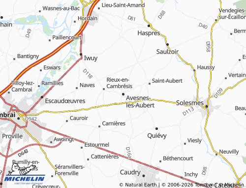 Carte MICHELIN Avesnes-les-Aubert - ViaMichelin