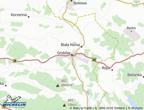 MICHELIN-Landkarte Grybów - ViaMichelin