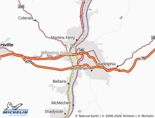 Mappa MICHELIN Wheeling - ViaMichelin