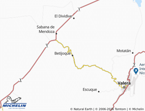 MICHELIN Betijoque map - ViaMichelin