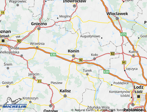 Kaart MICHELIN Konin (District) - ViaMichelin