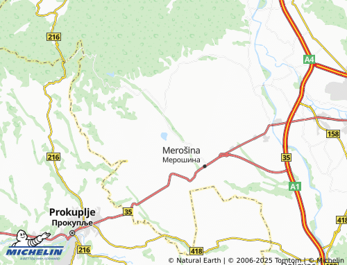 MICHELIN Oblačina map - ViaMichelin