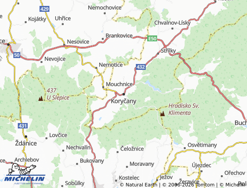Mappa MICHELIN Koryčany - ViaMichelin