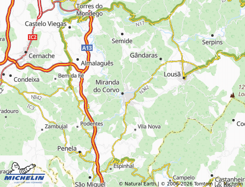 MICHELIN Miranda do Corvo map - ViaMichelin