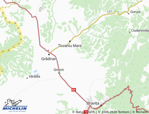 MICHELIN Ticvaniu Mic map - ViaMichelin