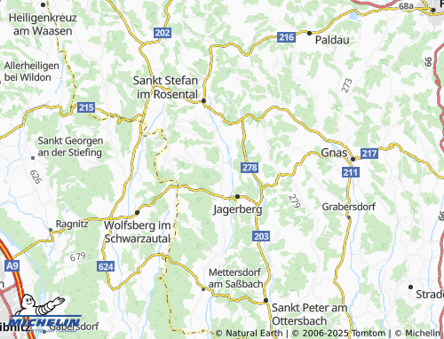 MICHELIN-Landkarte Wetzelsdorf bei Jagerberg - ViaMichelin