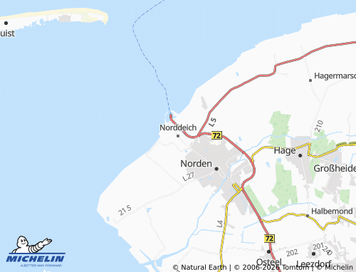 MICHELIN Norddeich map - ViaMichelin