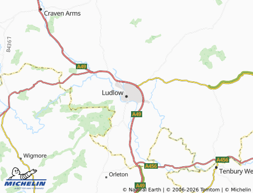 Carte MICHELIN Ludlow - ViaMichelin