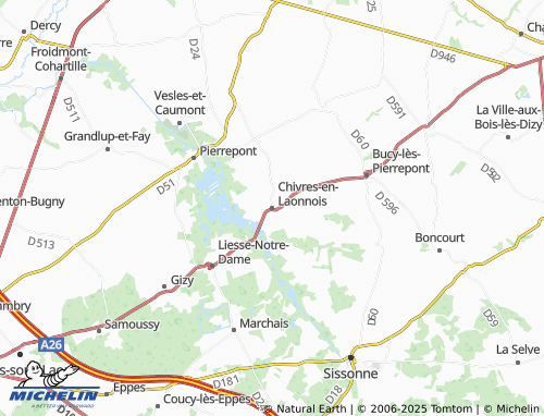MICHELIN Chivres-en-Laonnois map - ViaMichelin