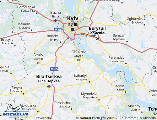 Kaart MICHELIN Obukhivskyi raion - ViaMichelin