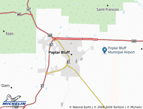 Mapa MICHELIN Poplar Bluff - ViaMichelin