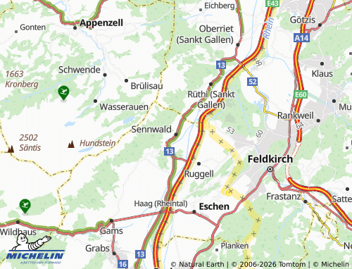 Mappa MICHELIN Sennwald - ViaMichelin